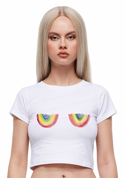 Rainbow Bxxb Y2K Baby Tee Cherrykitten