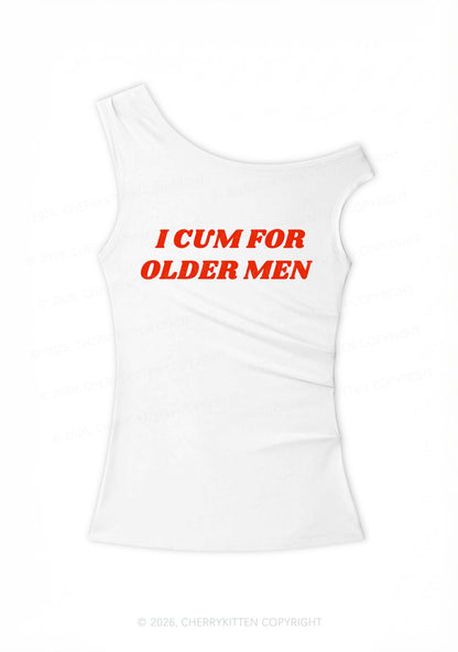 Come For Older Men Y2K Off Shoulder Tank Top Cherrykitten