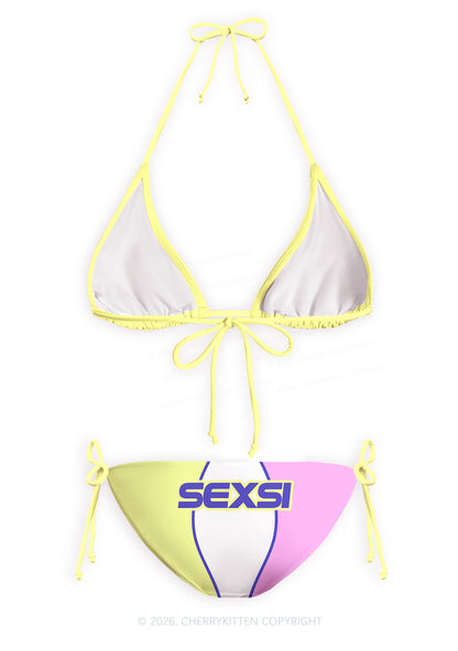 Purple Sexsi Slogan Y2K Print Bikini Set Cherrykitten