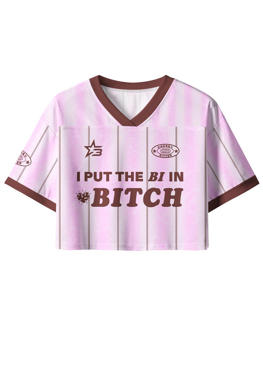 Purple I Put The Bi In Bxxch Pride Y2K Crop Sport Jersey Shirts Cherrykitten