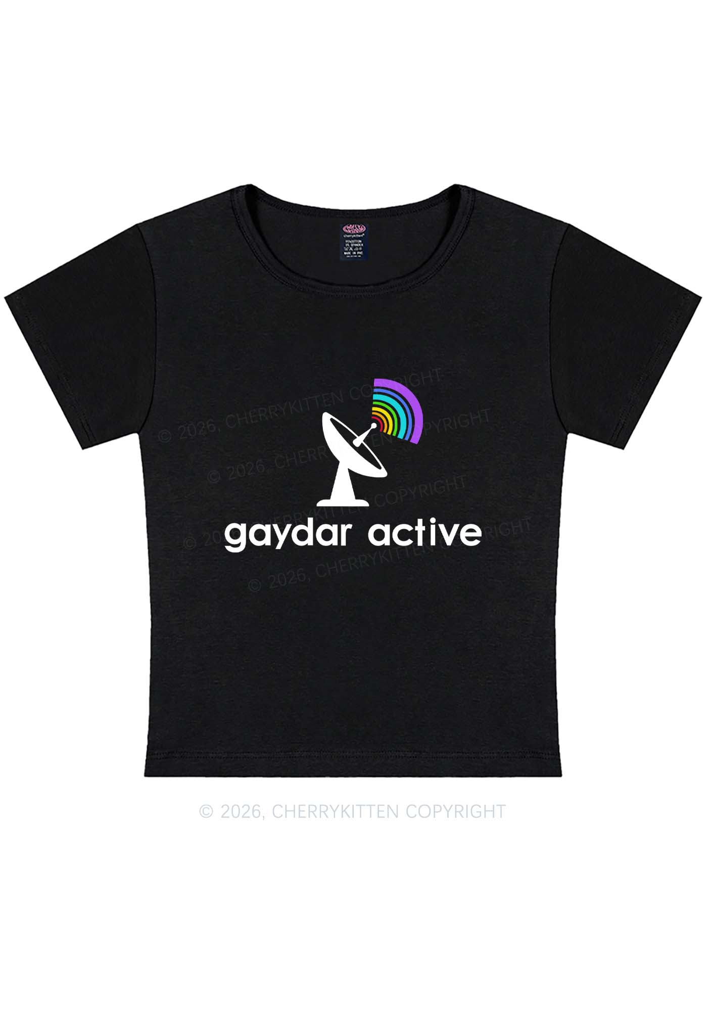 Gaydar Active Pride Y2K Baby Tee Cherrykitten