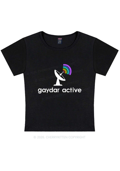 Gaydar Active Pride Y2K Baby Tee Cherrykitten