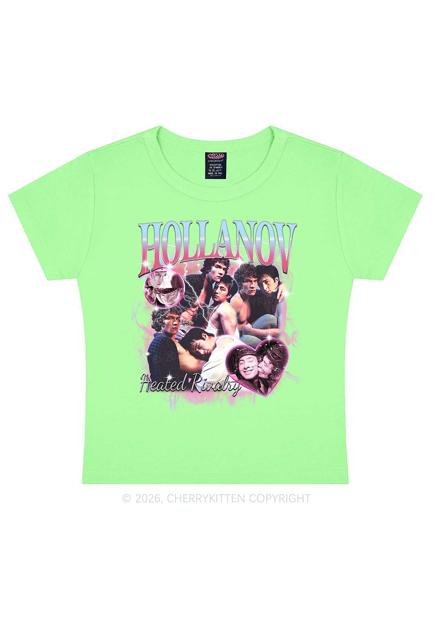 Retro Pink Blue HR Y2K Baby Tee Cherrykitten