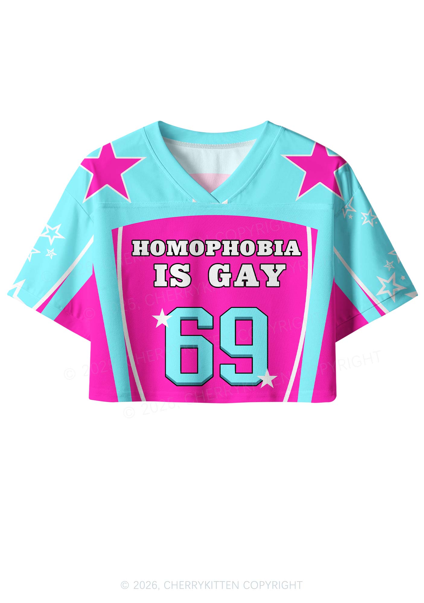 Hot Pink Homophobia Is Gay Pride Y2K Crop Sport Jersey Shirts Cherrykitten