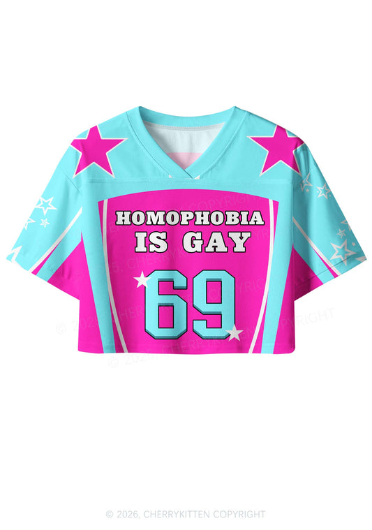 Hot Pink Homophobia Is Gay Pride Y2K Crop Sport Jersey Shirts Cherrykitten