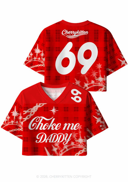 Choke Me Daddy Y2K Crop Sport Jersey Shirts Cherrykitten