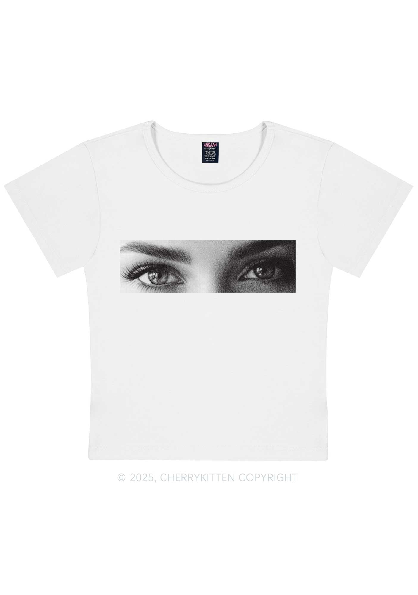 Custom Eyes Y2K Baby Tee Cherrykitten