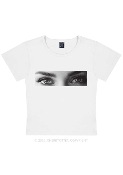 Custom Eyes Y2K Baby Tee Cherrykitten