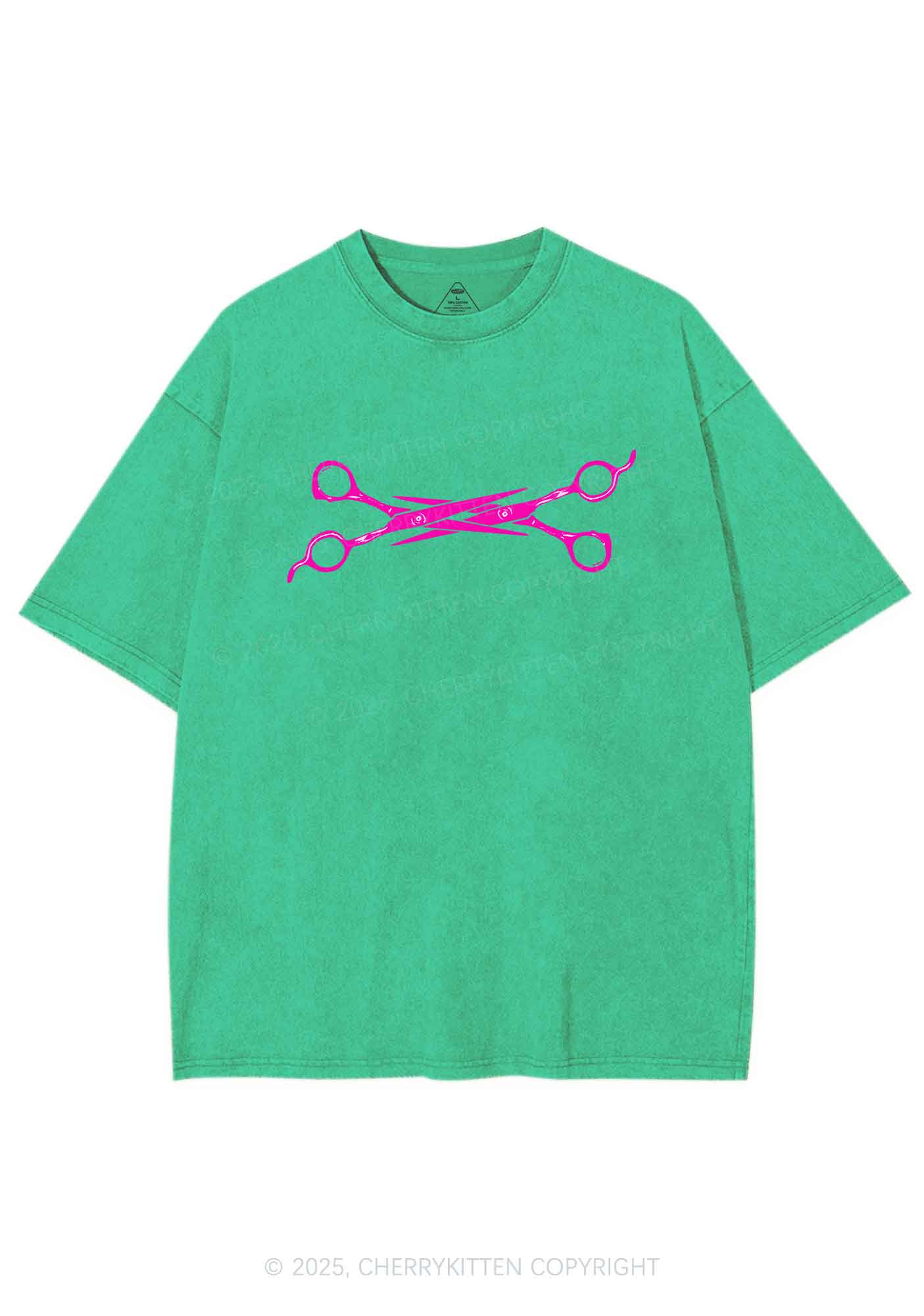 Pink Scissor Y2K Shirts Washed Tee Cherrykitten