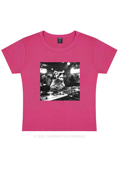 Vintage DJ Raccoon Y2K Baby Tee Cherrykitten