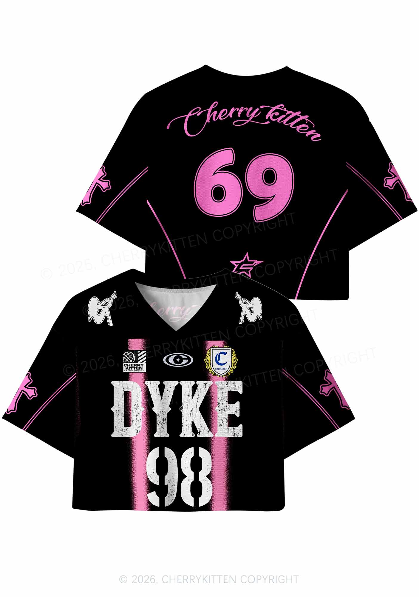 Retro Dyke Pride Y2K Crop Sport Jersey Shirts Cherrykitten