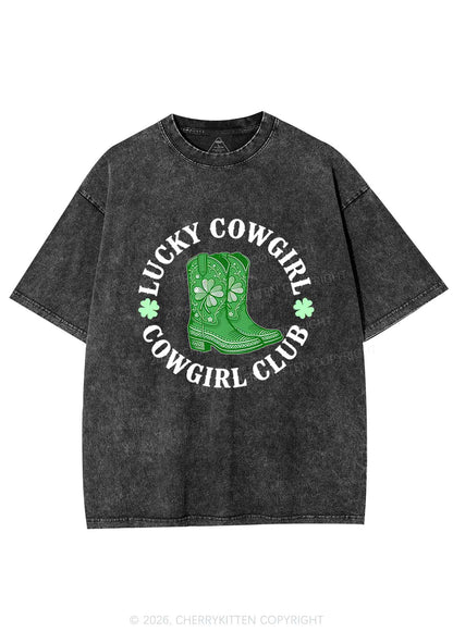 Lucky Cowgirl Club St Patricks Y2K Shirts Washed Tee Cherrykitten