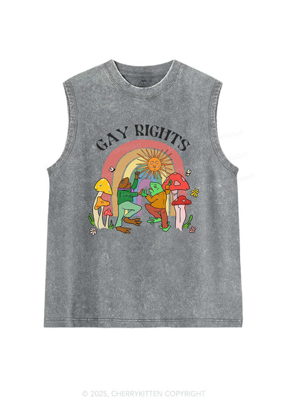 Gay Rights Pride Y2K Washed Muscle Tank Cherrykitten
