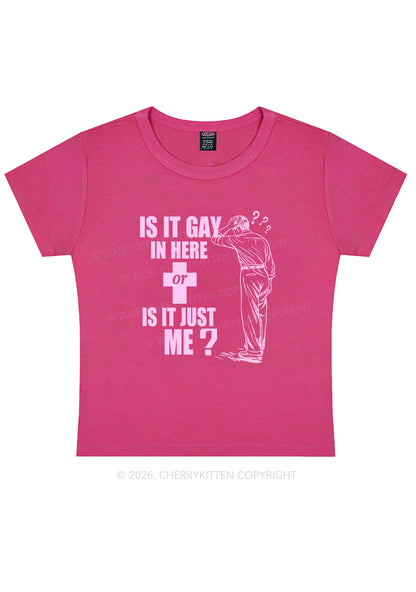 Is It Gay In Here Pride Y2K Baby Tee Cherrykitten