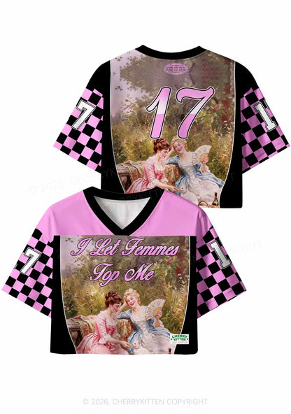 I Let Femmes Top Me Picnic Girls Pride Y2K Crop Sport Jersey Shirts Cherrykitten