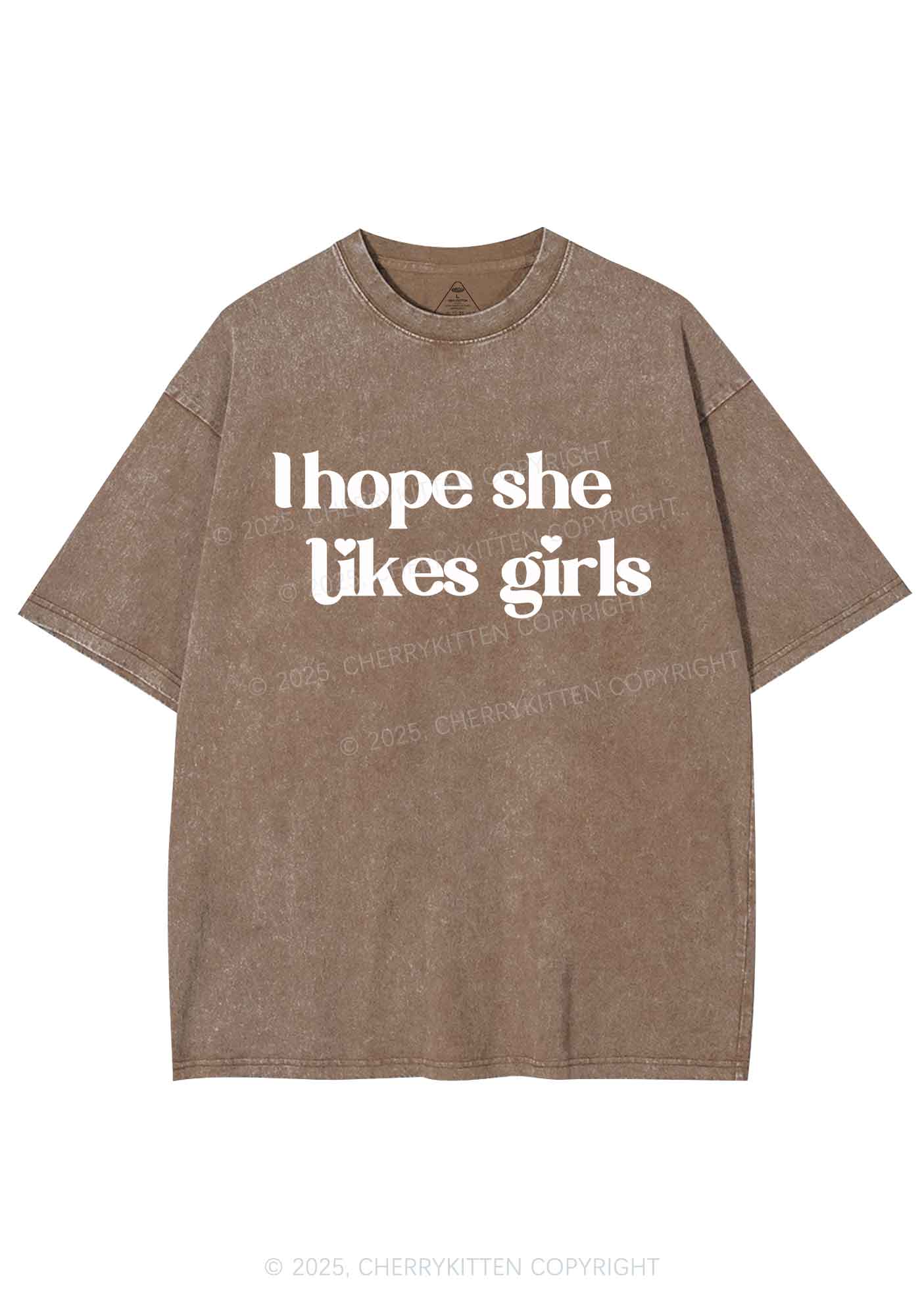 I Hope She Likes Girls Y2K Shirts Washed Tee Cherrykitten