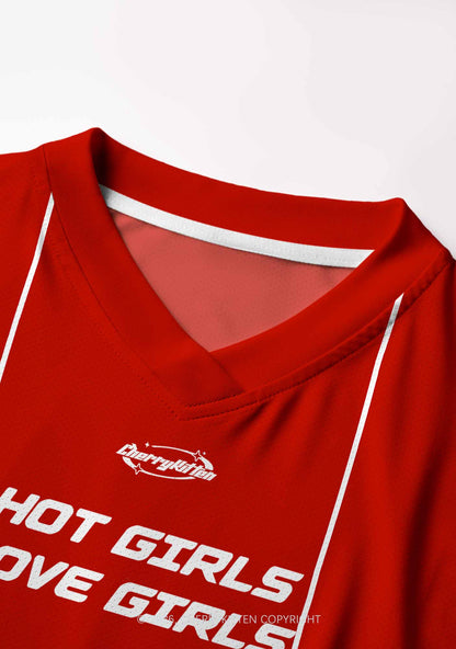 Hot Girls Love Girls Pride Y2K Crop Football Jersey Shirts Cherrykitten
