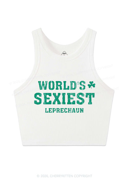 Worlds Sexiest Leprechaun St Patricks Y2K Crop Tank Top Cherrykitten
