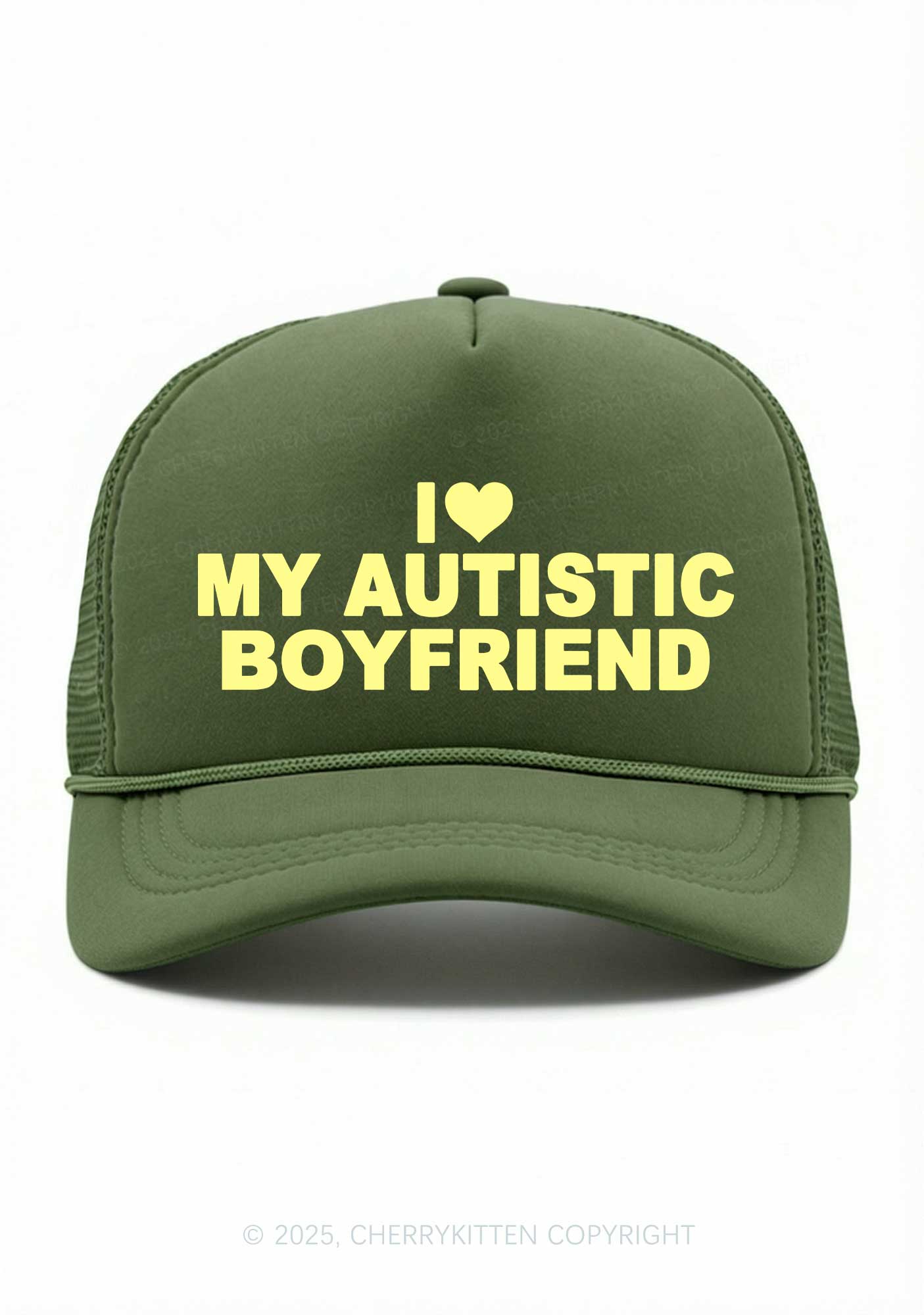 I Love My Autistic GF BF Valentine's Day Y2K Trucker Hat Cherrykitten