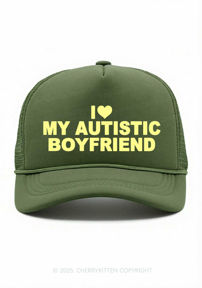 I Love My Autistic GF BF Valentine's Day Y2K Trucker Hat Cherrykitten