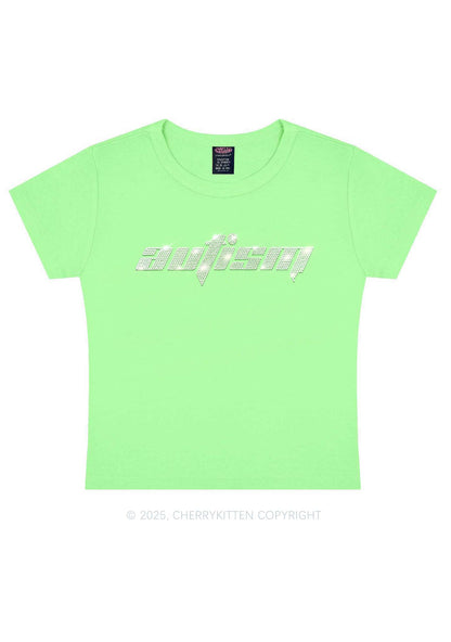 Rhinestone Autism Y2K Baby Tee Cherrykitten