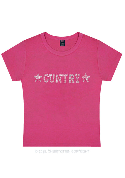 Rhinestone Cuntry Y2K Baby Tee Cherrykitten