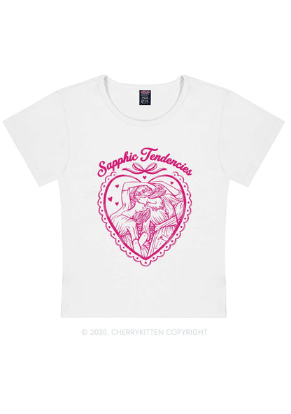 Sapphic Tendencies Art Pride Y2K Baby Tee Cherrykitten