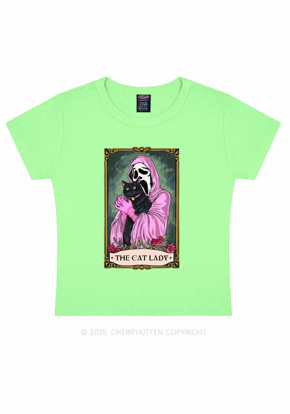 Halloween The Skull Cat Lady Y2K Baby Tee Cherrykitten
