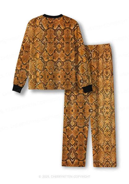 Snake Pattern Y2K Print Long Sleeve Pajama Set Cherrykitten