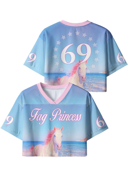 Blue Fag Princess Horse Pride Y2K Crop Sport Jersey Shirts Cherrykitten