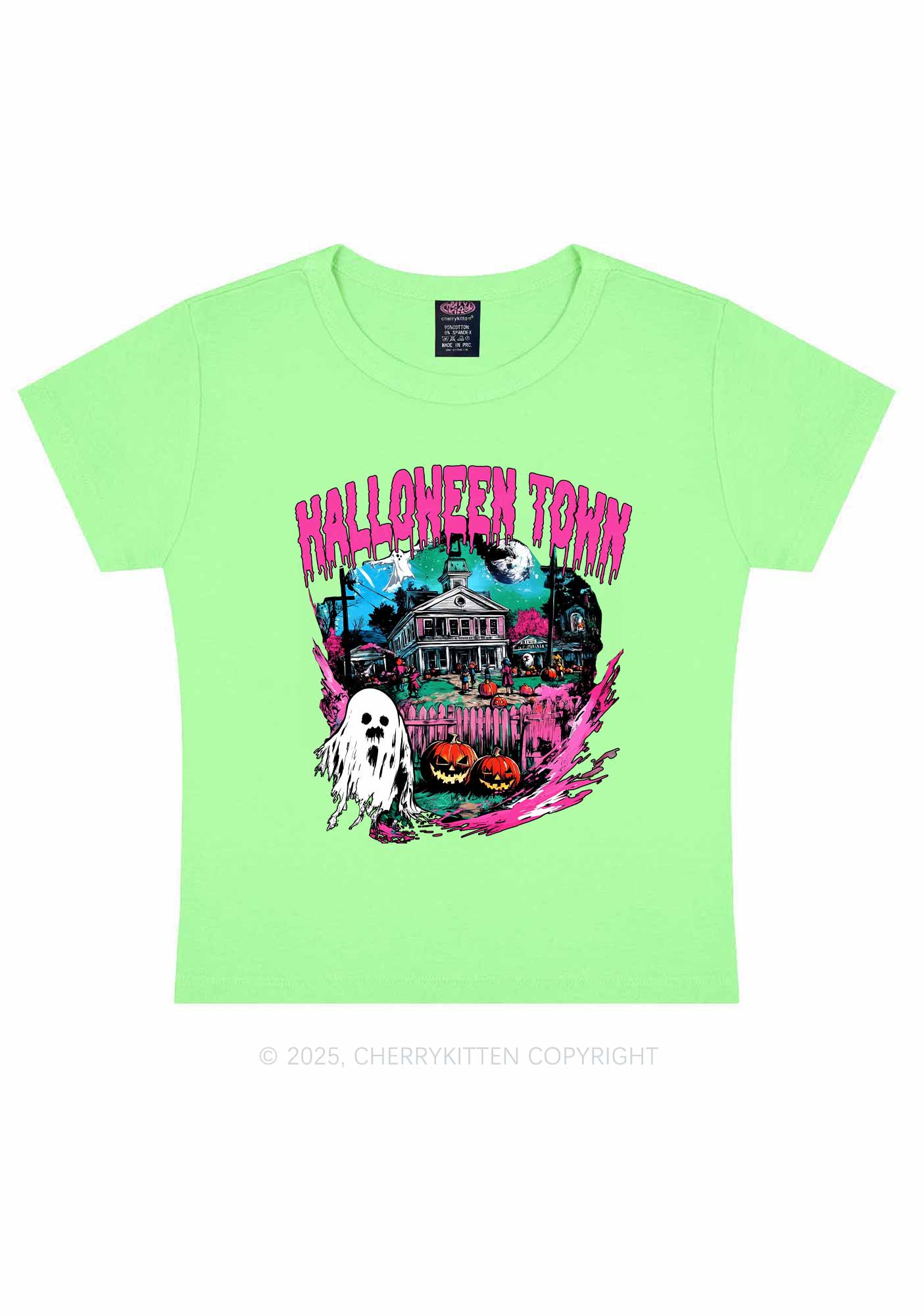 Halloween Ghost Town Y2K Baby Tee Cherrykitten