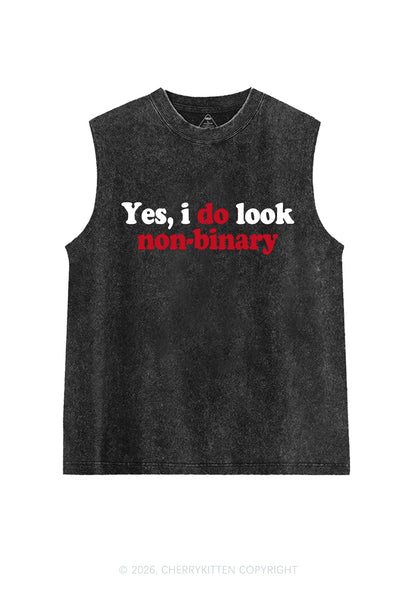 I Do Look Nonbinary Pride Y2K Washed Muscle Tank Cherrykitten