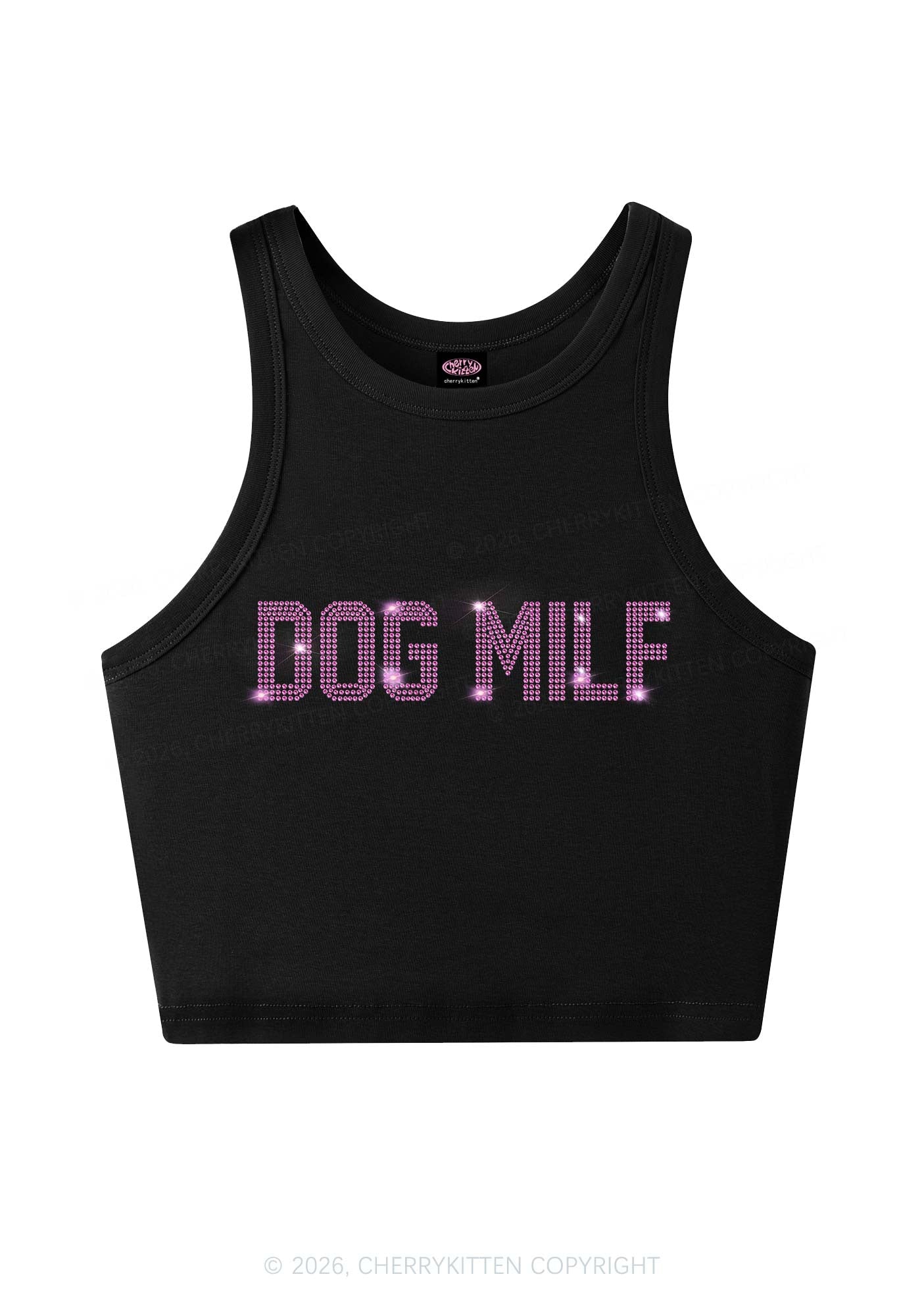 Rhinestone Dog Mxxf Y2K Crop Tank Top Cherrykitten