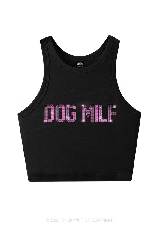 Rhinestone Dog Mxxf Y2K Crop Tank Top Cherrykitten