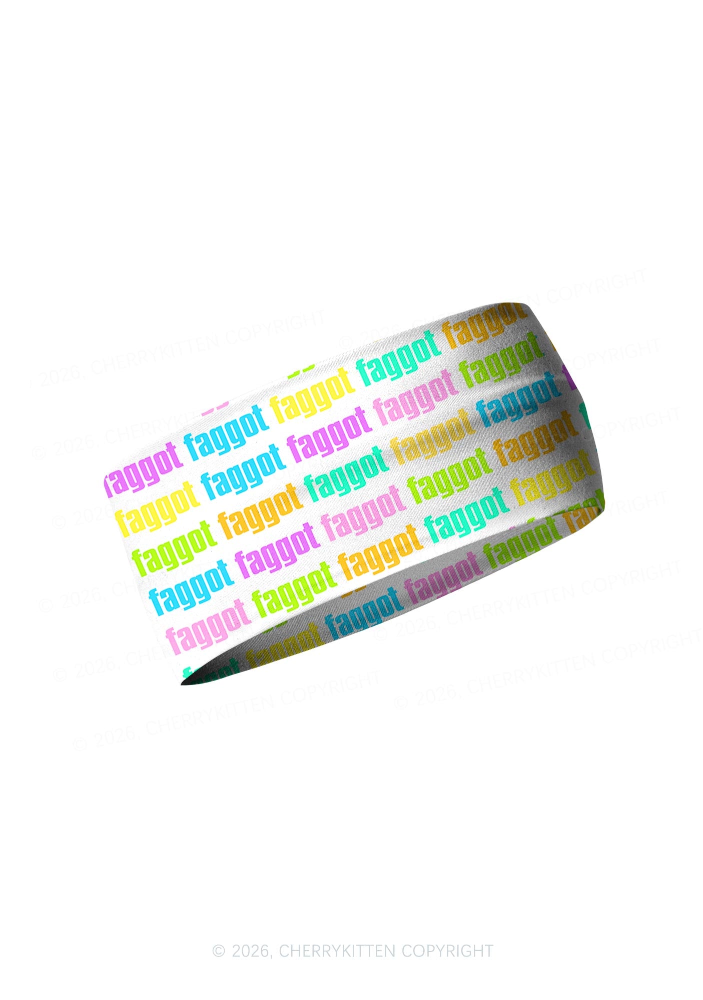 Rainbow Faggot Slogan Pride Y2K Print Headband Cherrykitten
