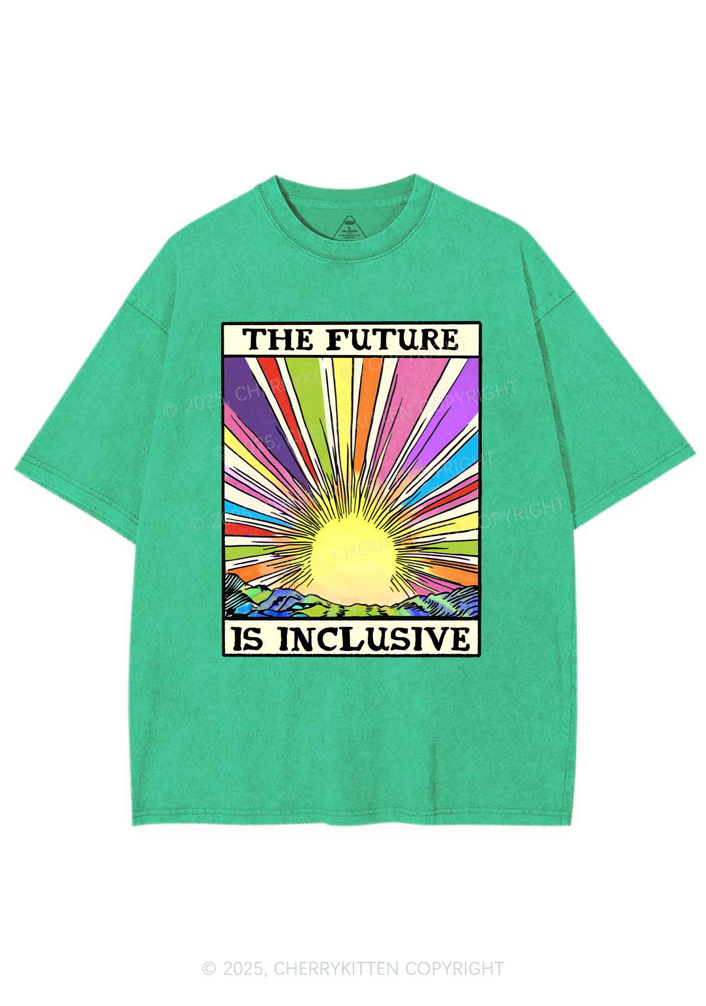 The Future Is Inclusive Pride Y2K Shirts Washed Tee Cherrykitten