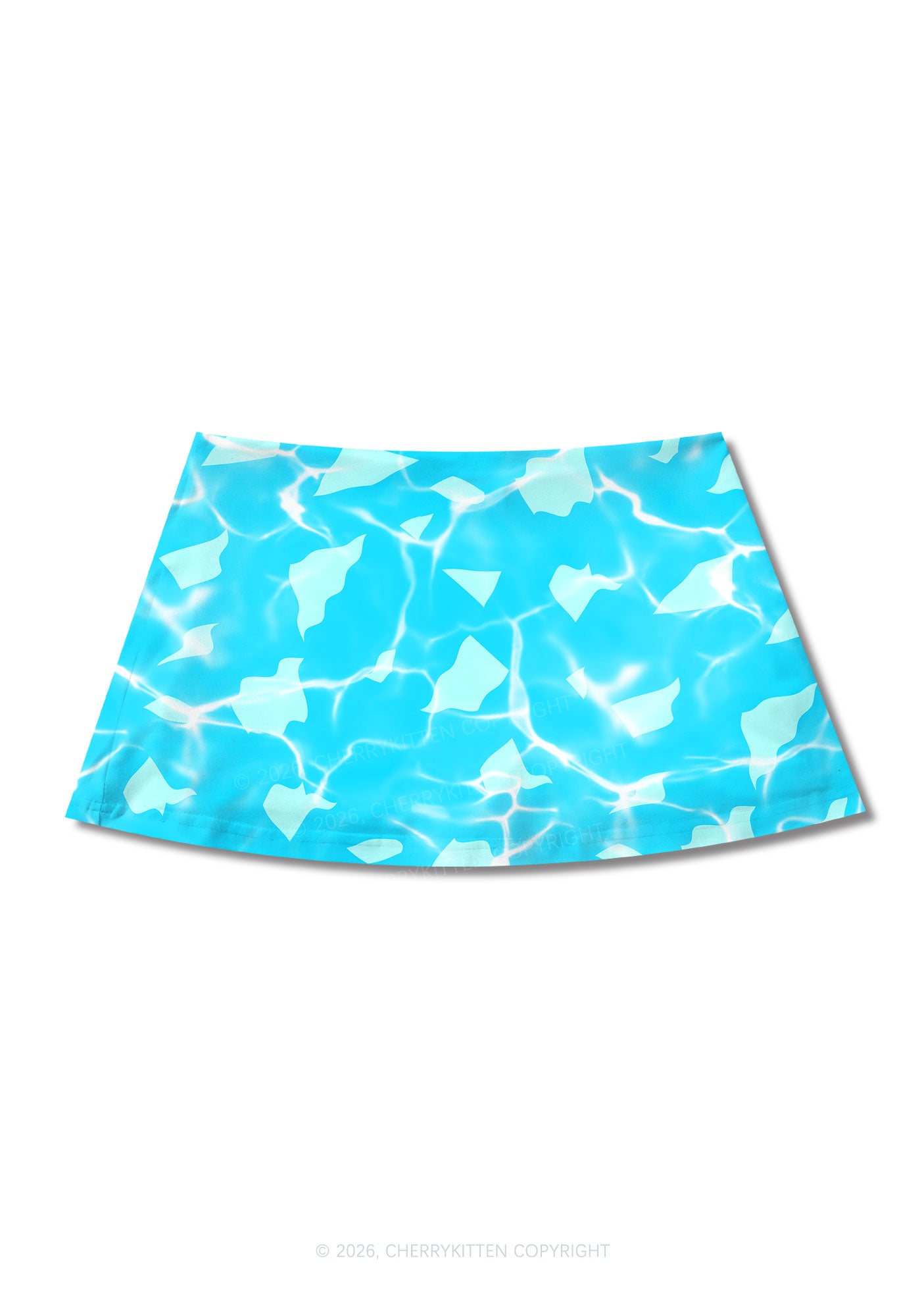 Turquoise Water Ripple Y2K Print Mini Skirt Cherrykitten