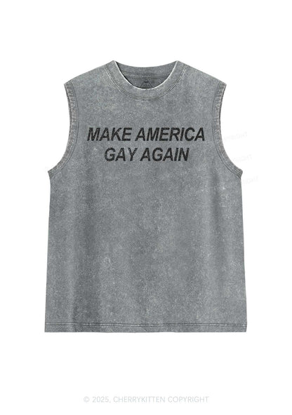 Make America Gay Again Pride Y2K Washed Muscle Tank Cherrykitten