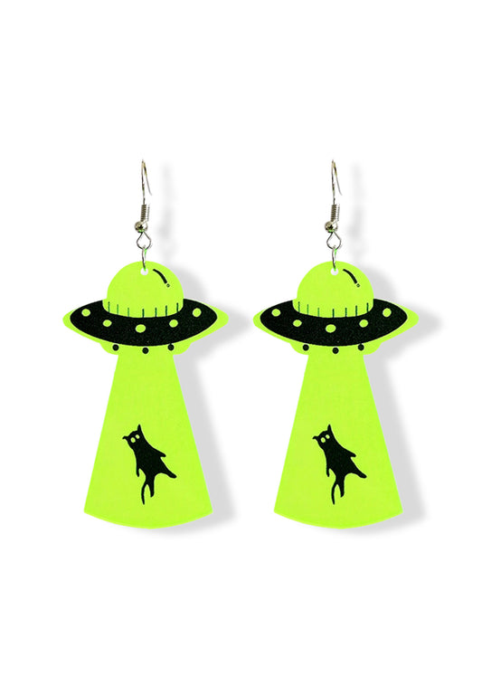 Halloween Fluorescent Acrylic UFO Earrings