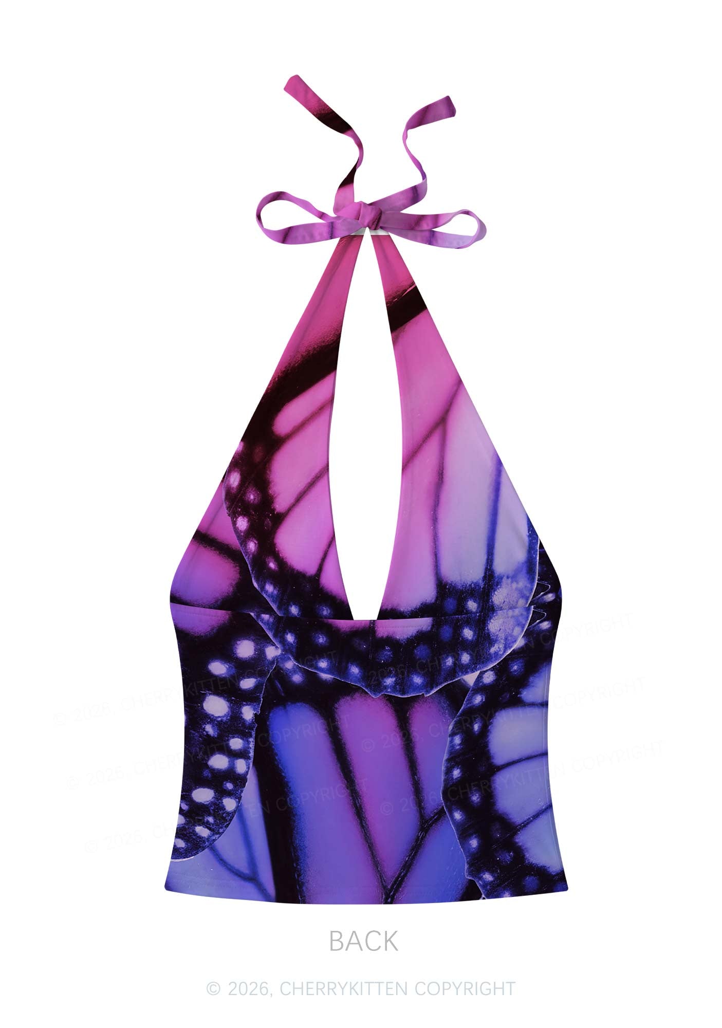 Bisexual Butterfly Wing Pride Y2K Print Halter Deep V Neck Cami Cherrykitten