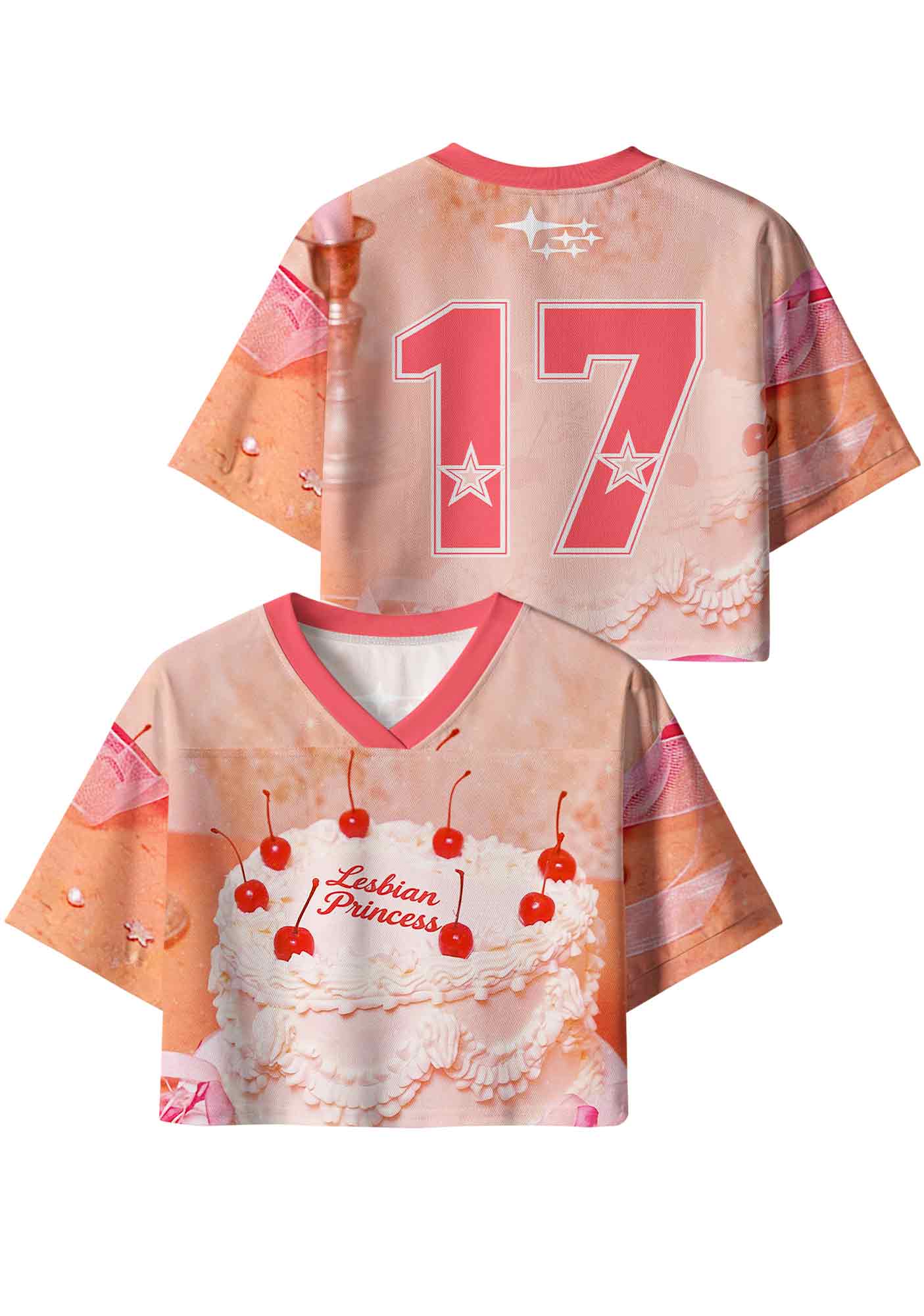 Orange Lesbian Princess Cake Pride Y2K Crop Sport Jersey Shirts Cherrykitten