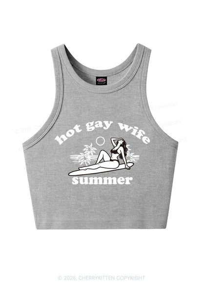 Hot Gay Wife Summer Pride Y2K Crop Tank Top Cherrykitten