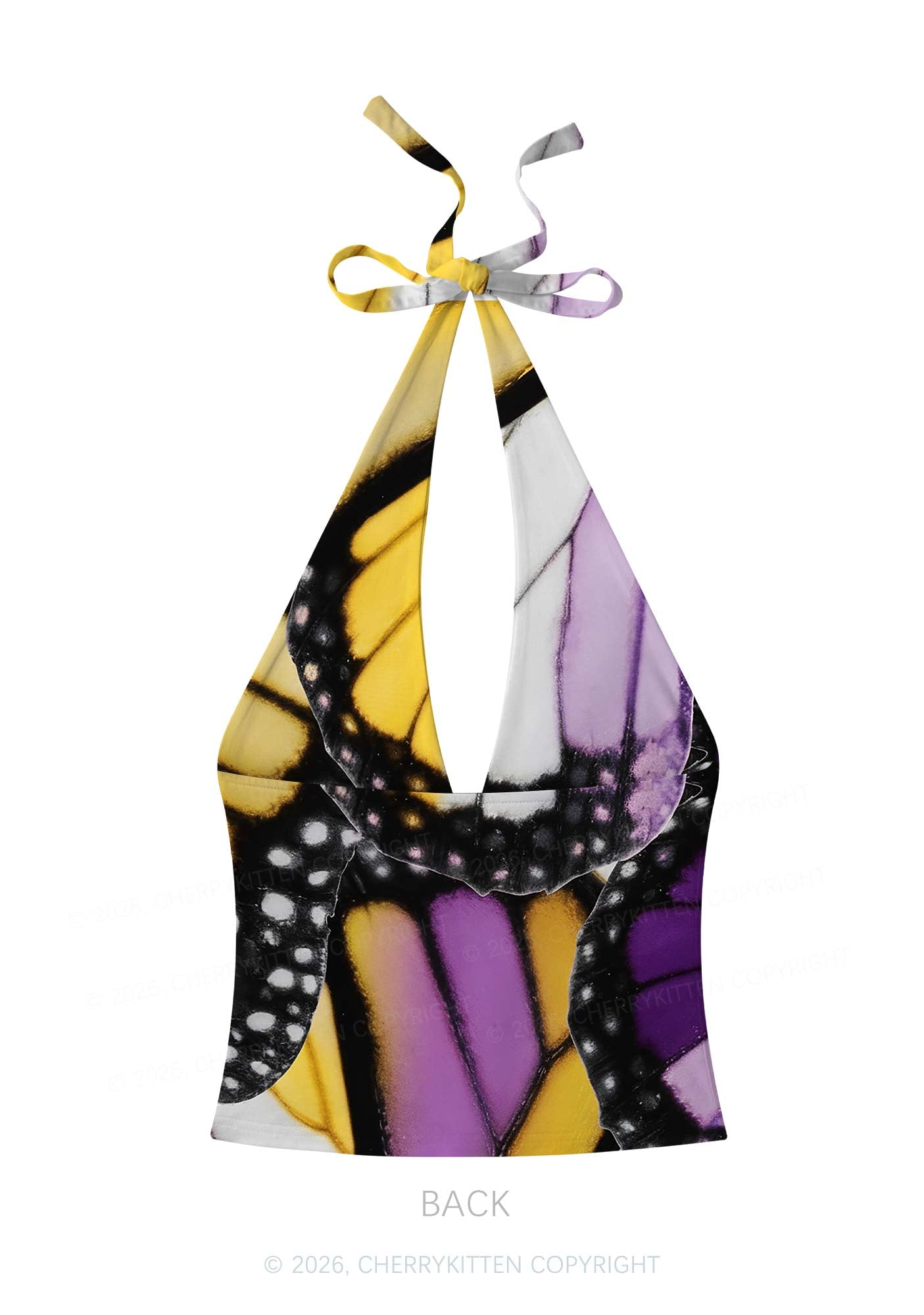 Nonbinary Butterfly Wing Pride Y2K Print Halter Deep V Neck Cami Cherrykitten