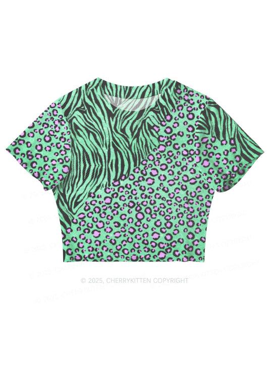 Mint Leopard Y2K Mesh Crop Top Cherrykitten