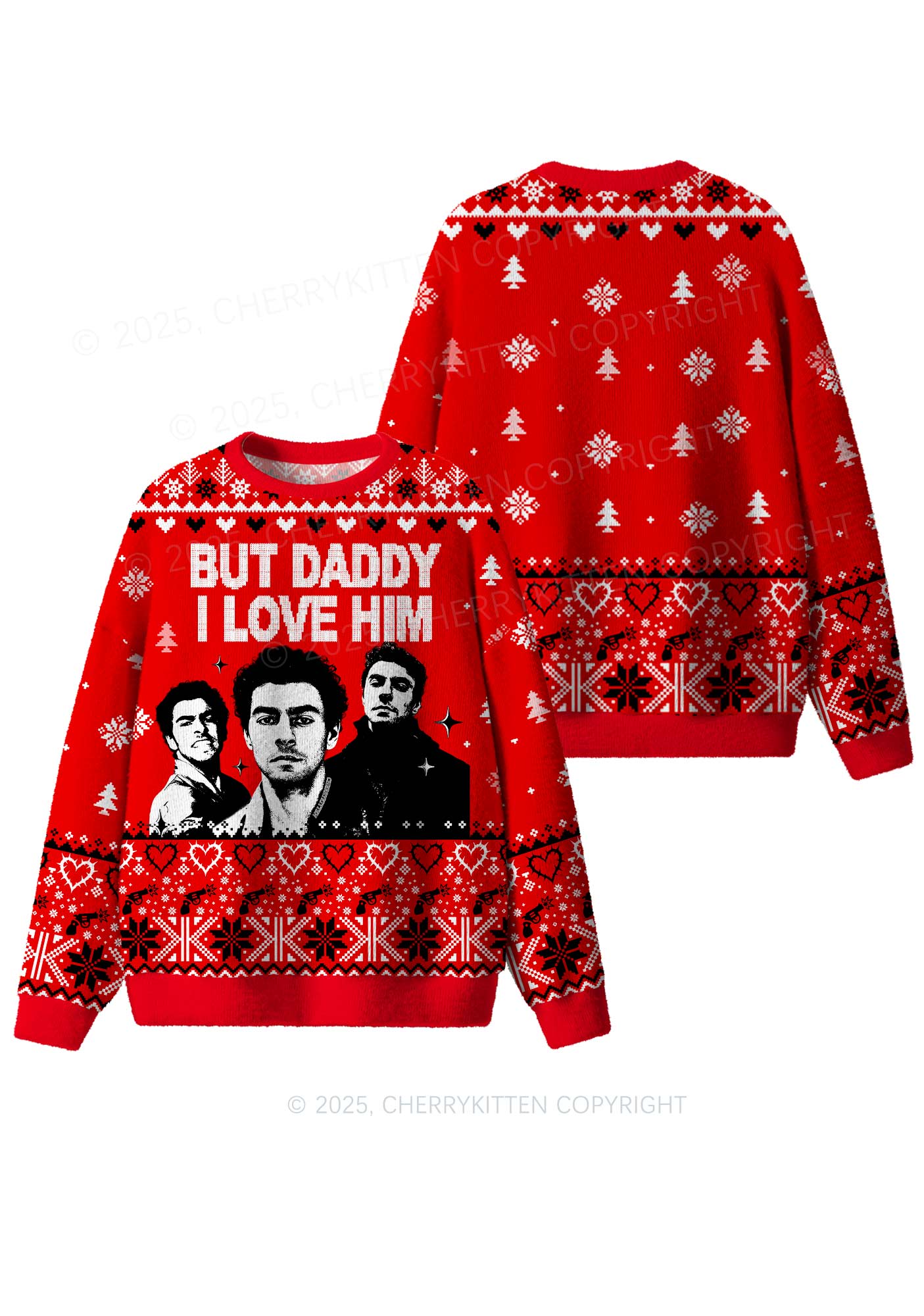 Daddy I Love Luigi Y2K Christmas Knit Sweatshirt Cherrykitten