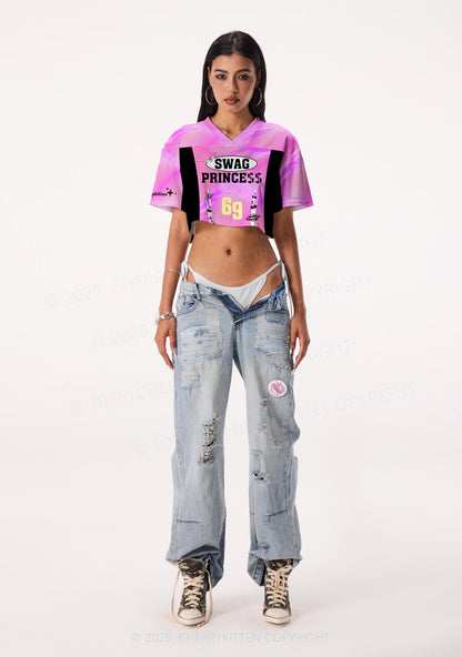 Swag Princess Y2K Crop Sport Jersey Shirts Cherrykitten