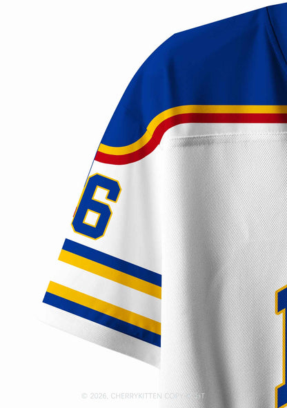 Retro White Hockey Team JT Y2K Crop Sport Jersey Shirts Cherrykitten