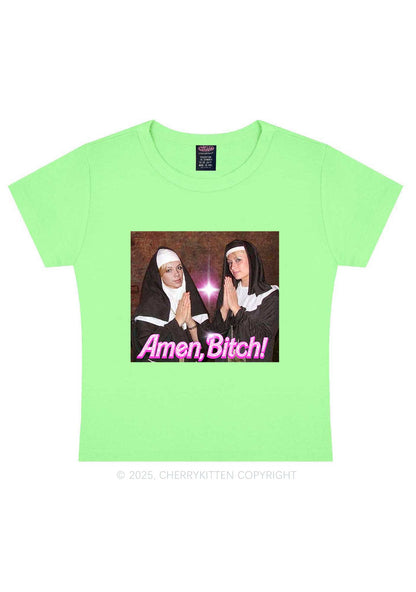 Custom Amen Bxtch Y2K Baby Tee Cherrykitten
