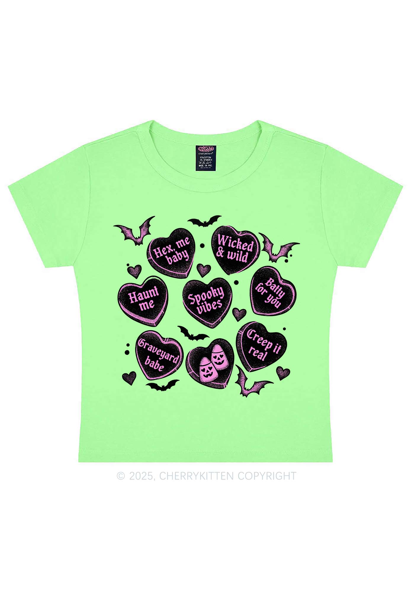 Spooky Candy Heart Valentine's Day Y2K Baby Tee Cherrykitten