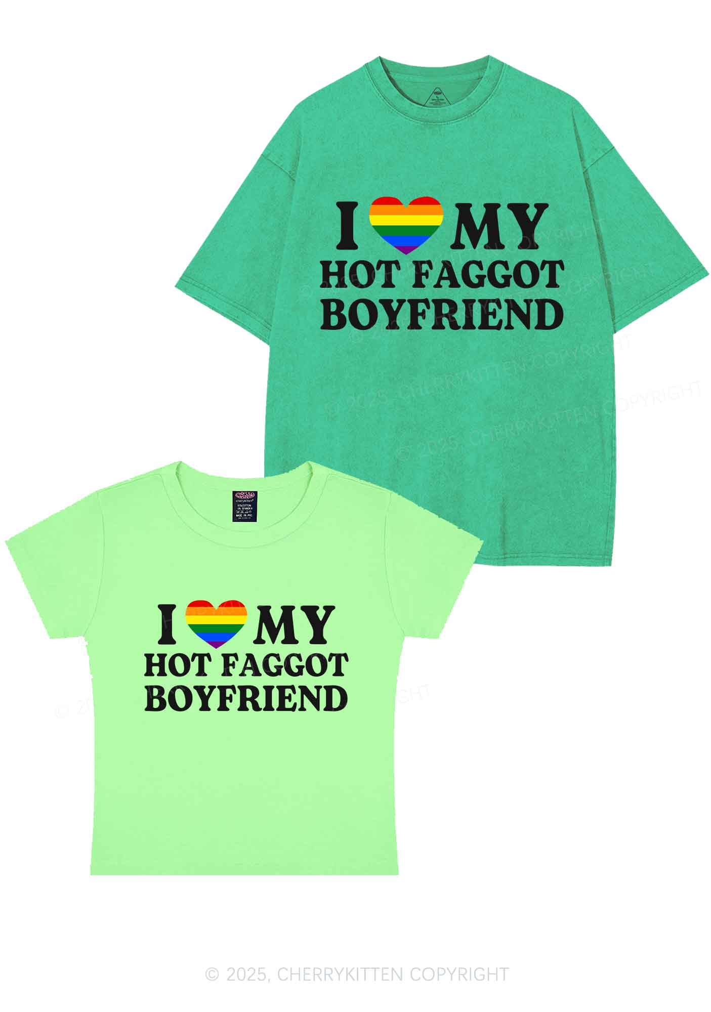 Love My Hot Faggot BF Y2K Valentine's Day Couple Shirt Cherrykitten